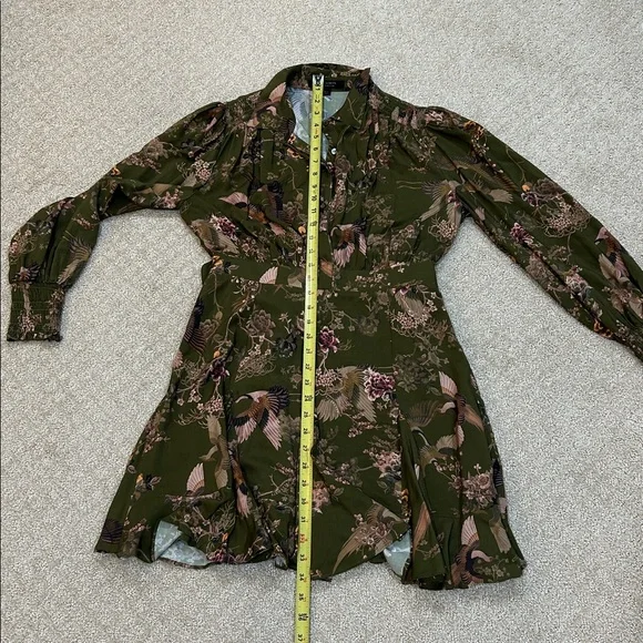 All Saints Keeley Peggy Dress 6 Mini Fit and Flare Crane Print - Picture 14 of 16